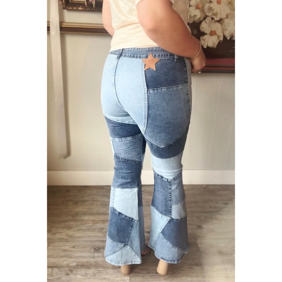 Oli & Hali Washed Patchwork Denim Flares - Picture 6 of 11